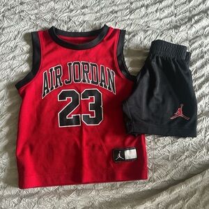 Jordan Kids Red and Black Jersey Set
